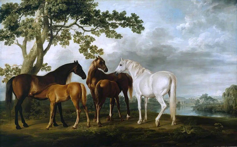 Tammat ja varsat jokimaisemassa - George Stubbs