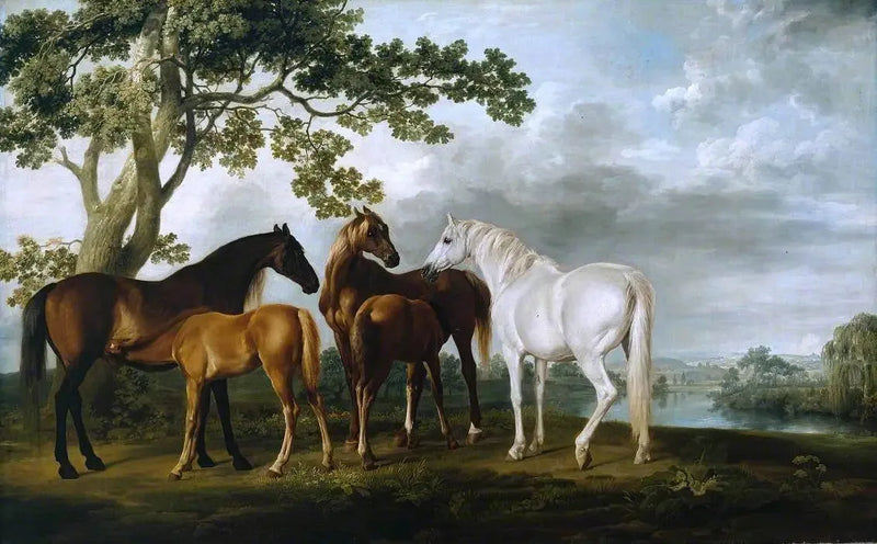Tammat ja varsat jokimaisemassa - George Stubbs