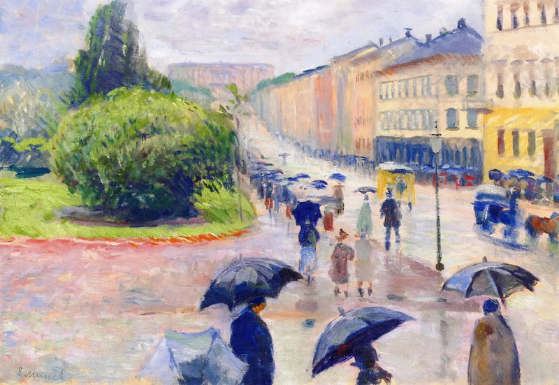 Karl Johan sateessa - Edvard Munch