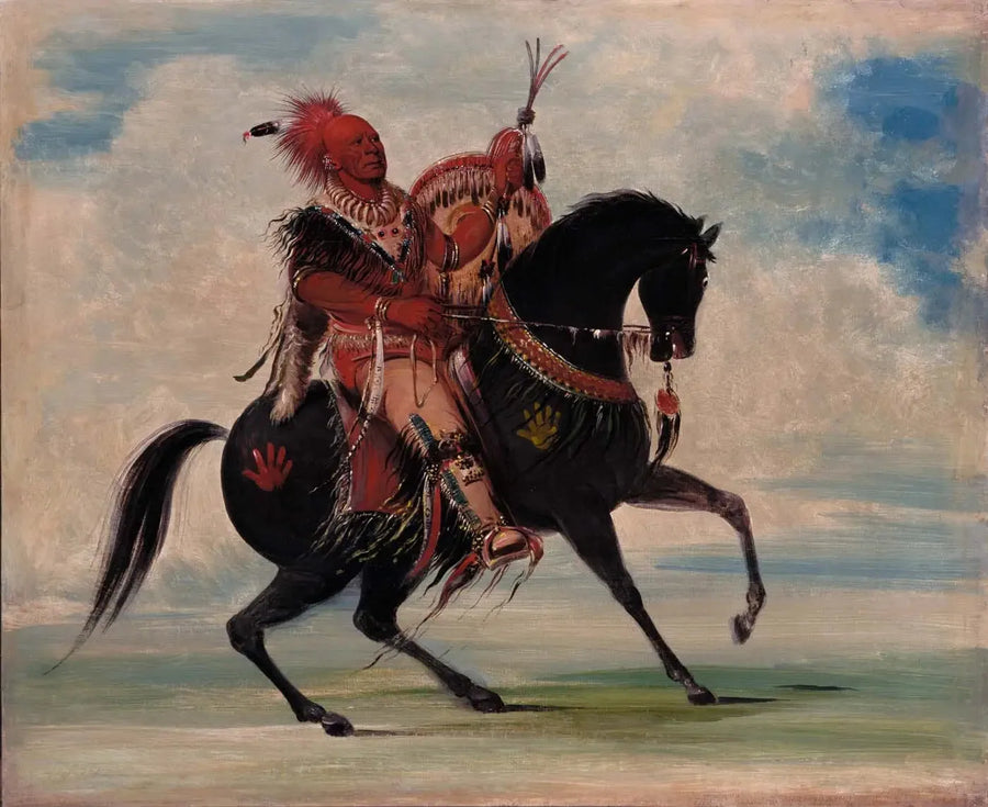Kee-o-kúk, tarkkaavainen kettu, heimojohtaja, ratsain - George Catlin