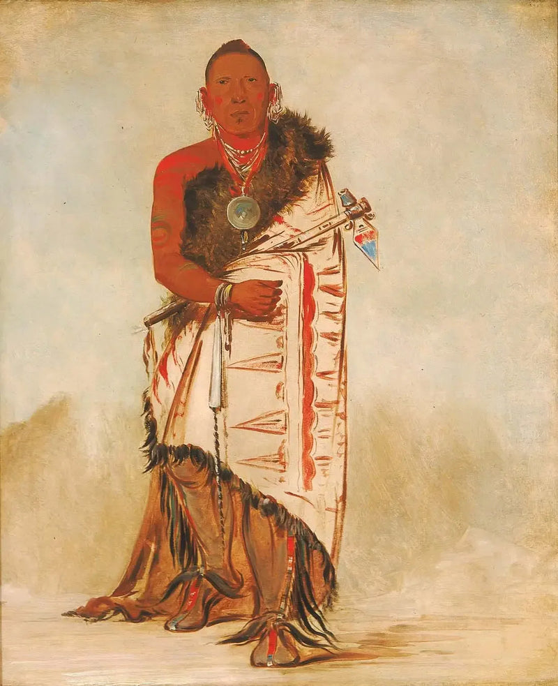Ki-hó-go-waw-shú-shee, rohkea johtaja, heimojohtaja - George Catlin