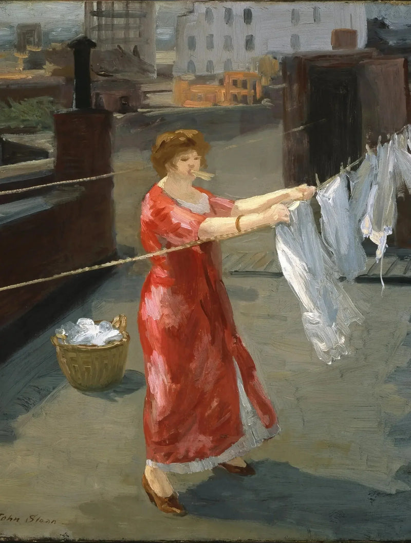 Punainen kimono katon päällä - John Sloan