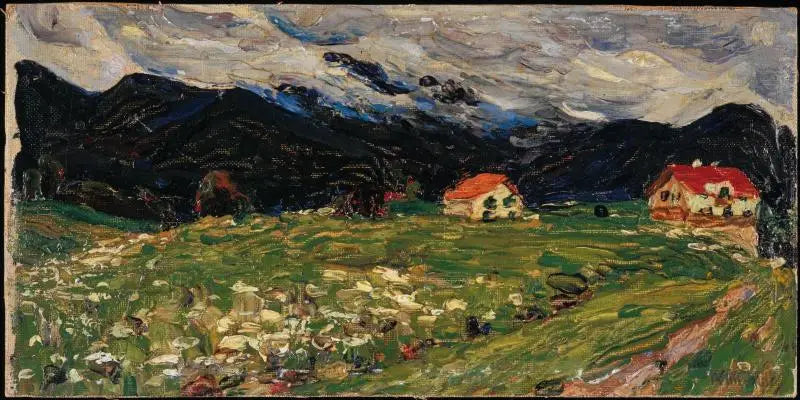 Kochel, maisema kahdella talolla - Vassily Kandinsky