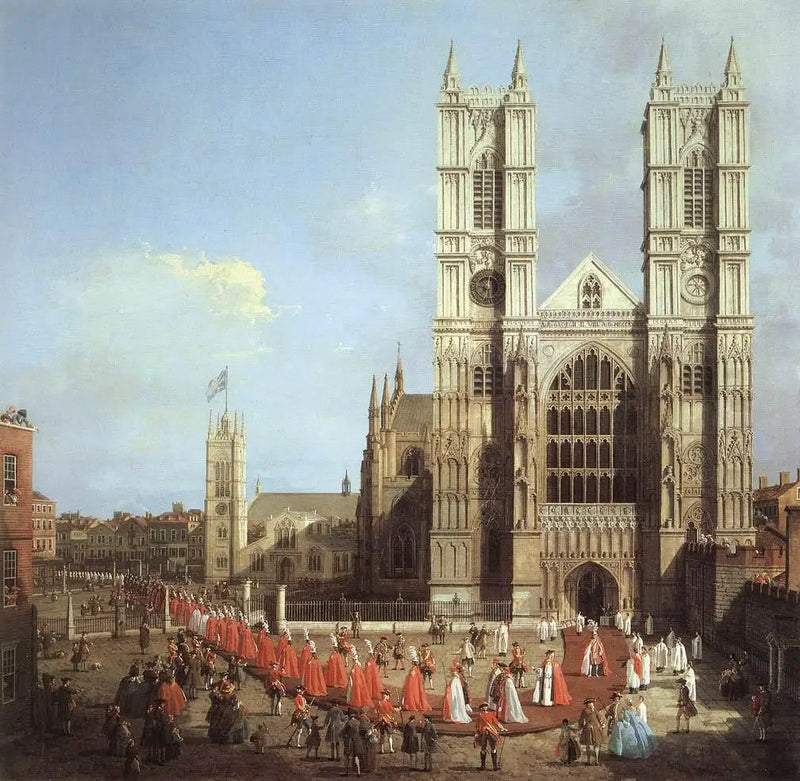 Westminsterin luostari ja kylpylaitoksen rituaalipäivä - Canaletto