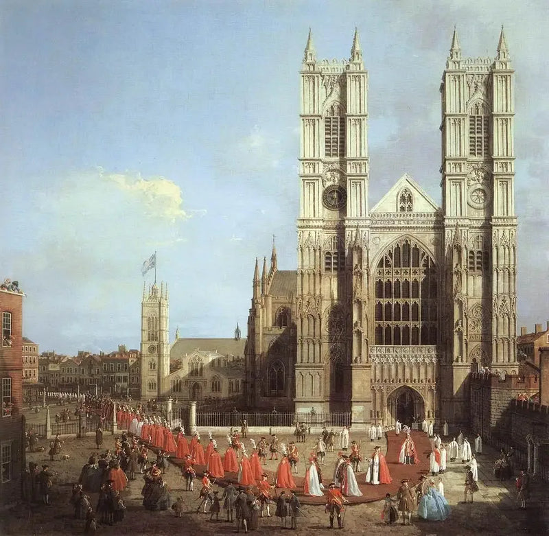 Westminsterin luostari ja kylpylaitoksen rituaalipäivä - Canaletto