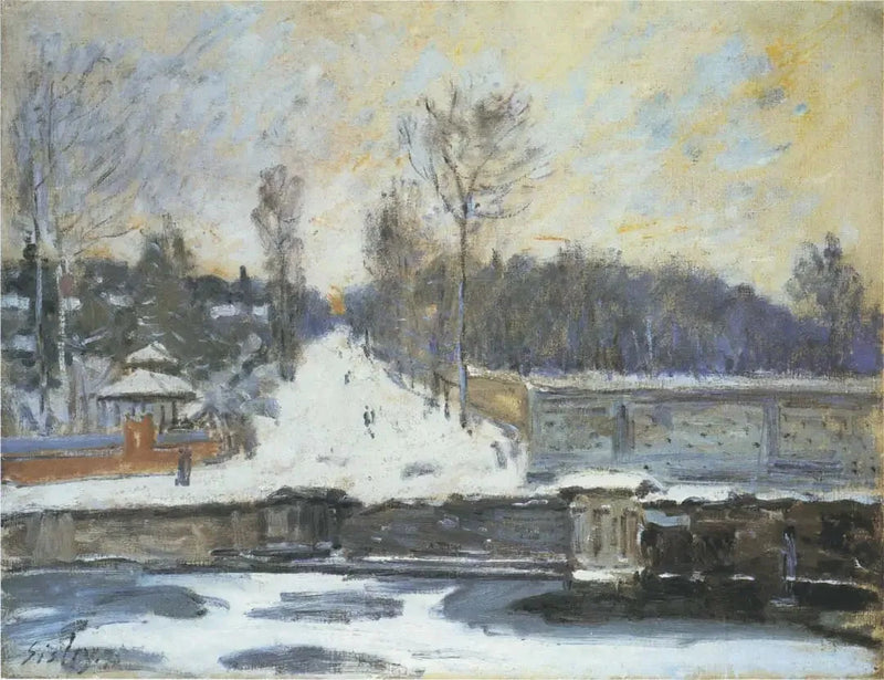 Marlyn juottopaikka talvella - Alfred Sisley