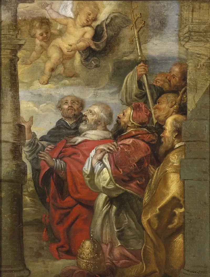 Pyhän Eukaristian ylistys kirkollisen hierarkian toimesta - Peter Paul Rubens