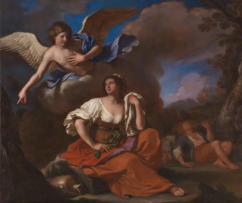 Enkeli ilmestyy Agarille ja Ismaelille - Guercino