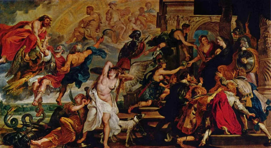 Henri IV:n ylistys ja kuningattaren hallituskauden julistus, 14. toukokuuta 1610 (Louvre) - Peter Paul Rubens