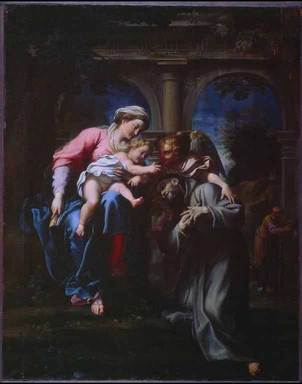 Neitsyt Marian ja Jeesus-lapsen ilmestyminen Pyhälle Fransiskukselle - Annibale Carracci