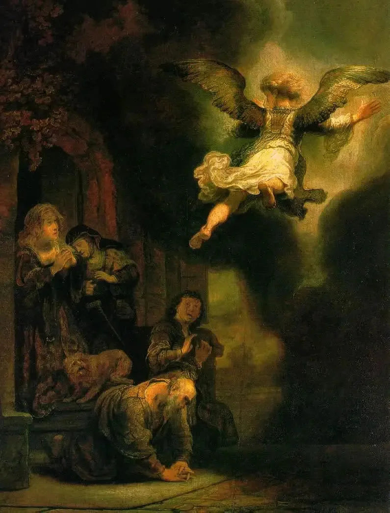 Rafaelin arkkienkeli Tobin perheen luota - Rembrandt