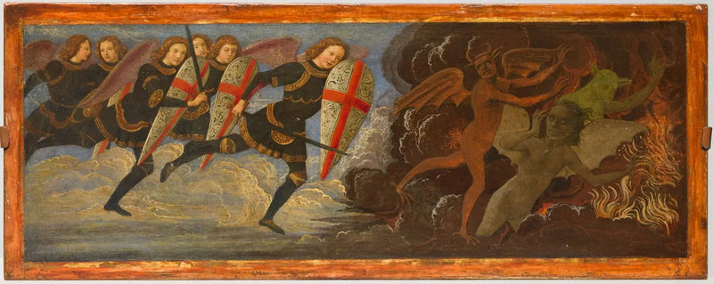 Arkkienkeli Pyhä Mikael ja enkelit pahaa vastaan taistellen - Domenico Ghirlandaio