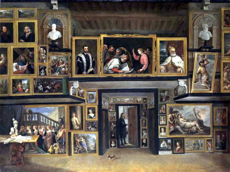 Arkkiherttua Leopold-Guillaume Brysselissä sijaitsevassa galleriassaan (III) - David Teniers nuorempi