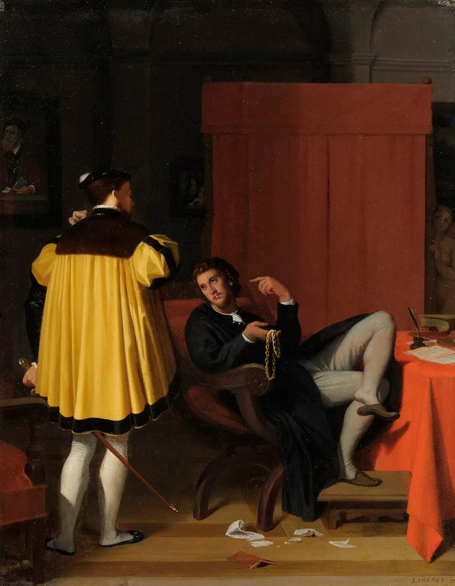 Arétin ja Kaarle V:n lähettiläs - Jean-Auguste-Dominique Ingres