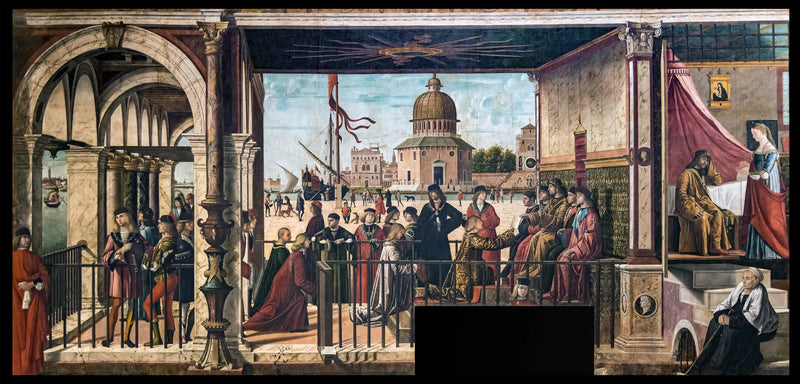 Englannin lähettiläiden saapuminen Bretagneen kuninkaan hovissa - Vittore Carpaccio