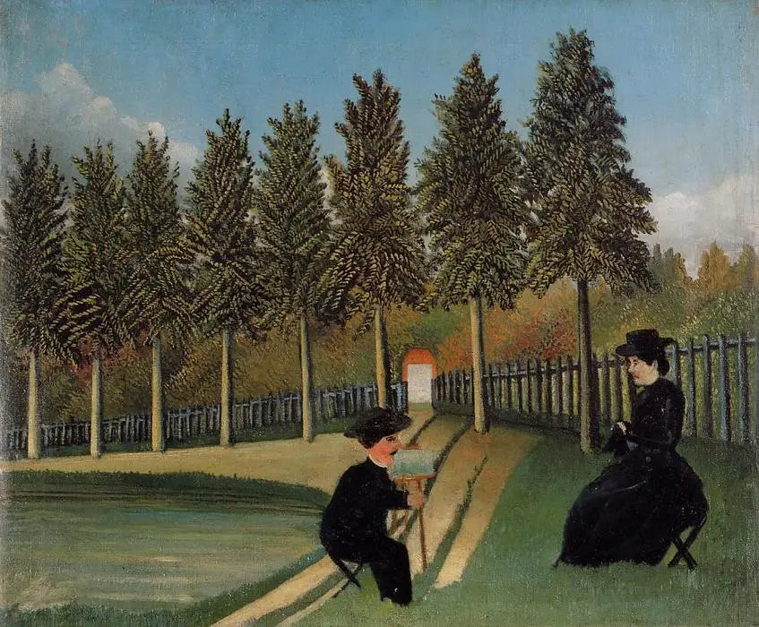 Taiteilija maalaamassa vaimoaan - Henri Rousseau