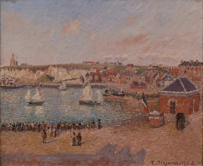 Dieppen etuportti, iltapäivä, aurinko - Camille Pissarro
