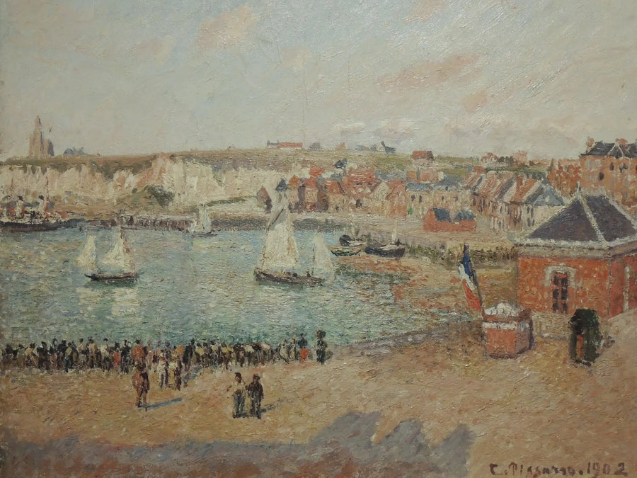Dieppen etuportti, iltapäivä, aurinko - Camille Pissarro