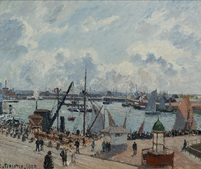 Havren etuportti. Aamu. Aurinko. Nousuvesi - Camille Pissarro
