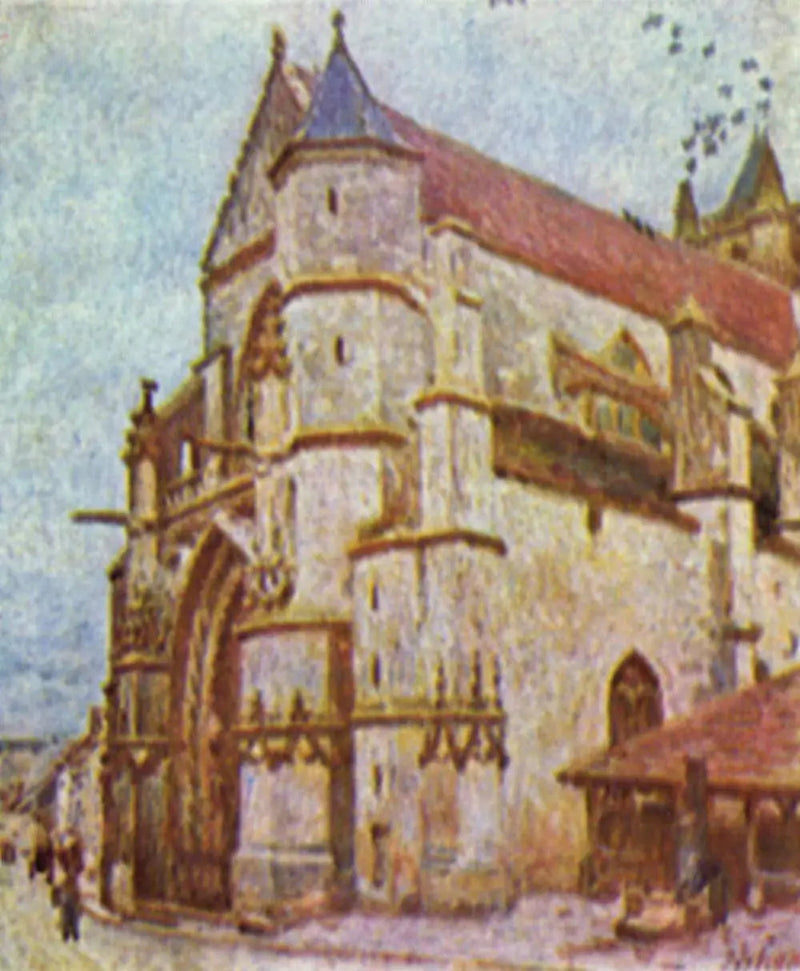 Moretin kirkko, iltapäivällä - Alfred Sisley