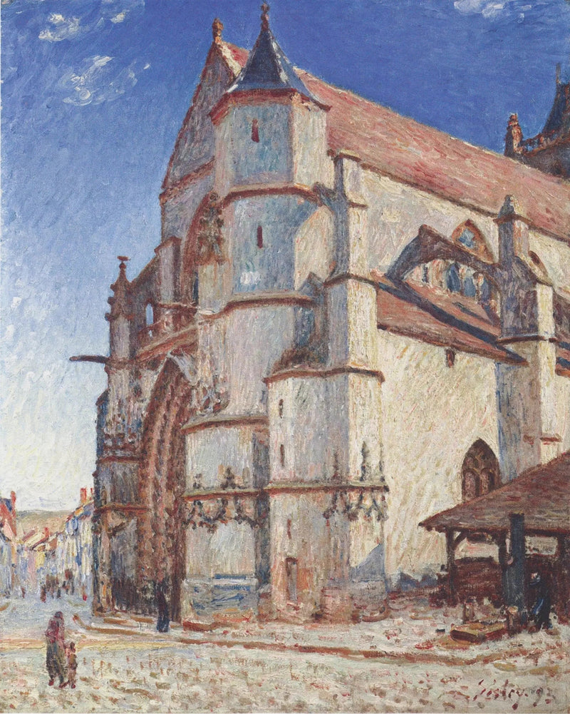 Moretin kirkko aamun auringossa - Alfred Sisley