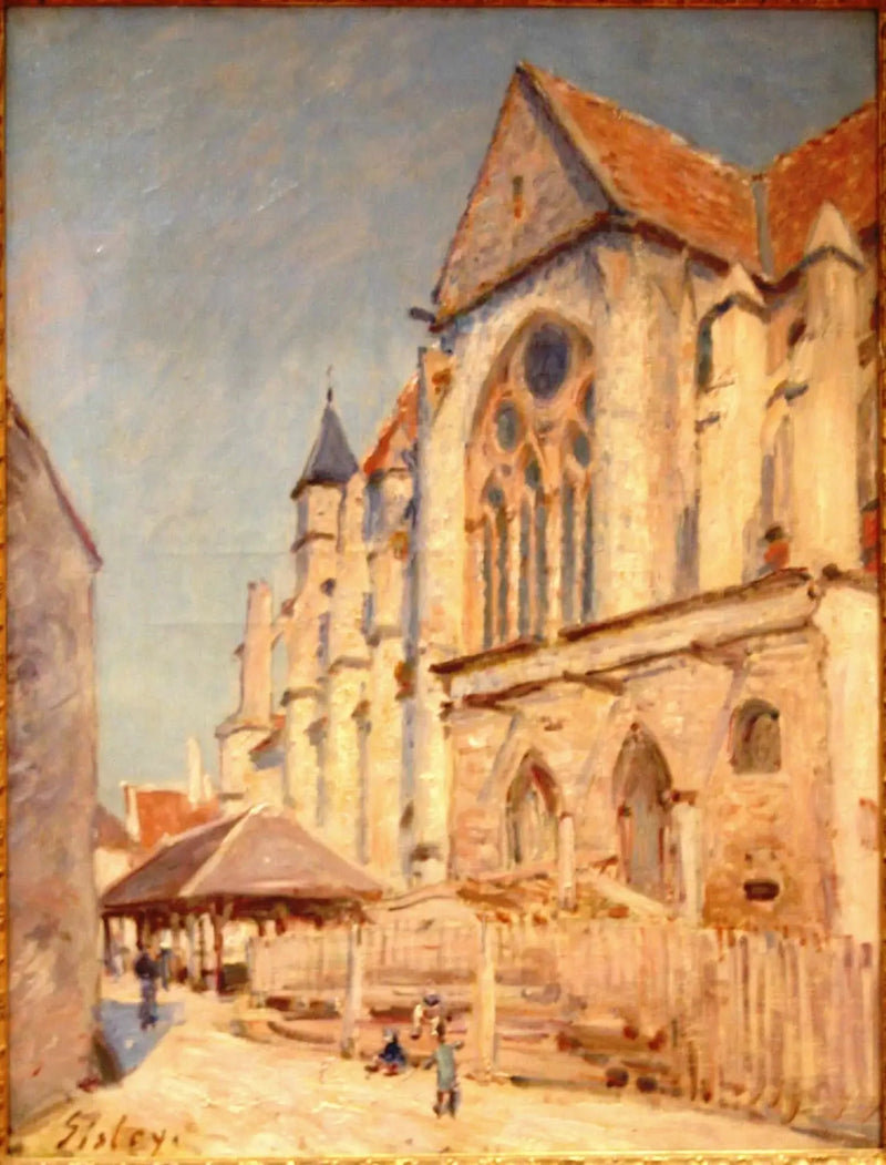 Moretin kirkko ja vanha tori - Alfred Sisley