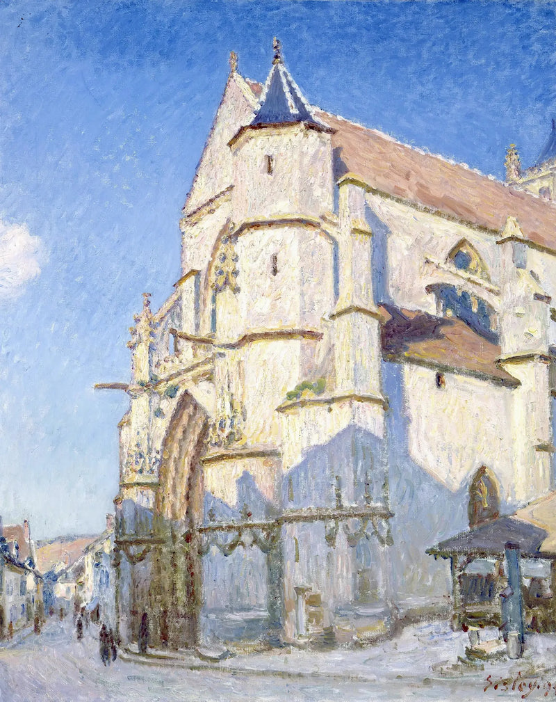 Moretin kirkko, illalla - Alfred Sisley