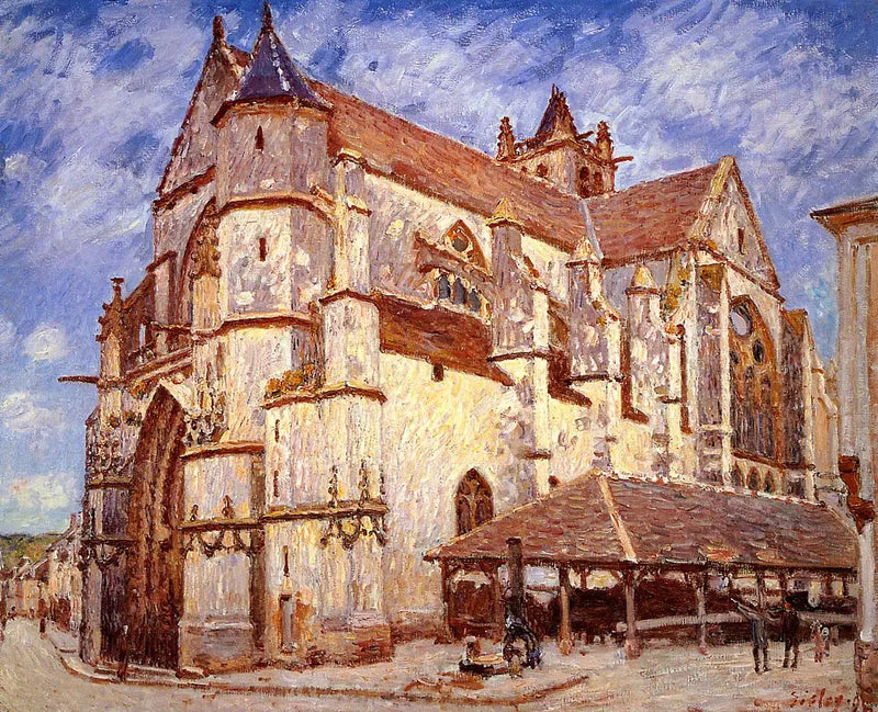 Moretin kirkko illalla - Alfred Sisley