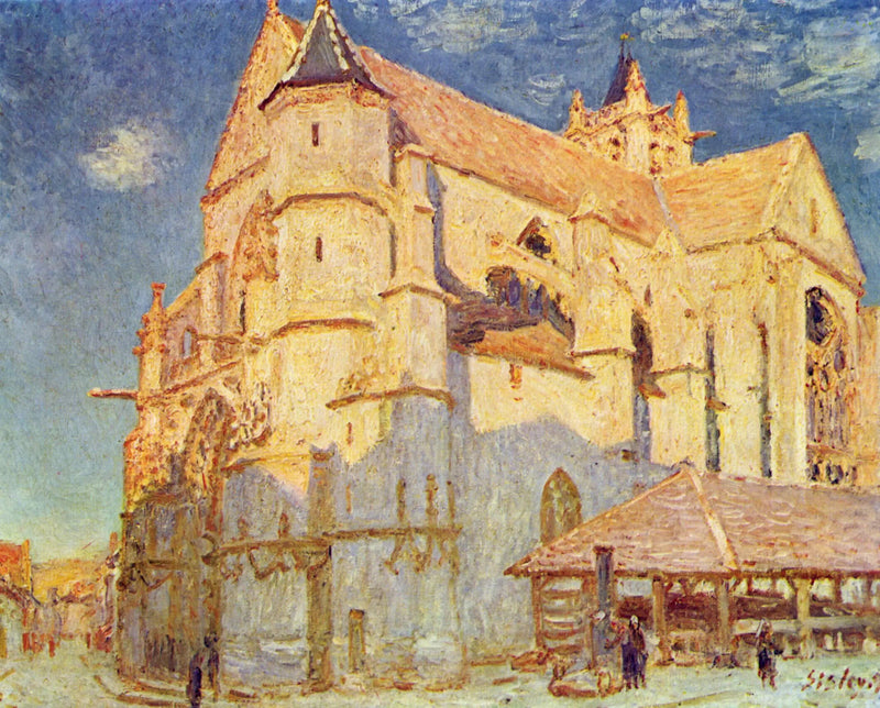 Moretin kirkko (täysi aurinko) - Alfred Sisley