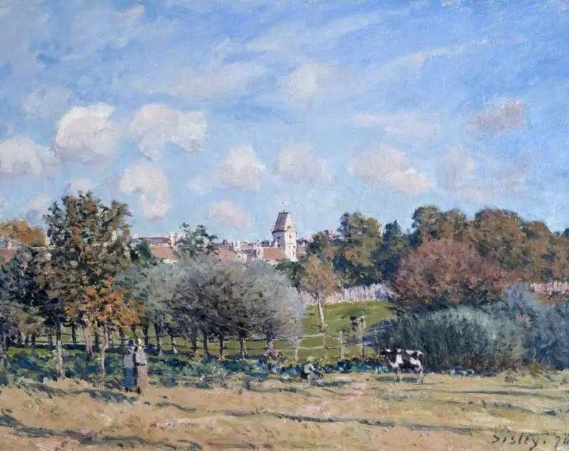 Noisy-le-Roi'n kirkko, syksyn vaikutus - Alfred Sisley