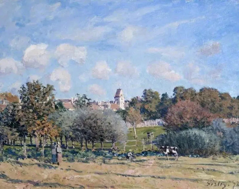 Noisy-le-Roi'n kirkko, syksyn vaikutus - Alfred Sisley