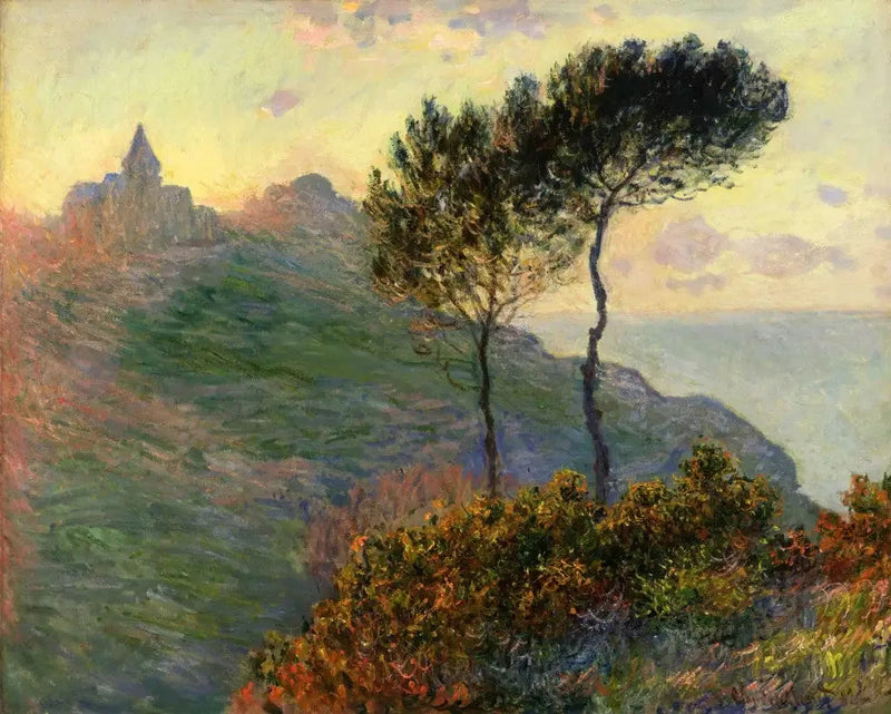 Varengevillen kirkko vastavalossa - Claude Monet