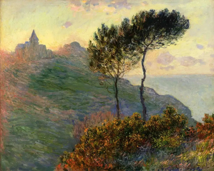 Varengevillen kirkko vastavalossa - Claude Monet