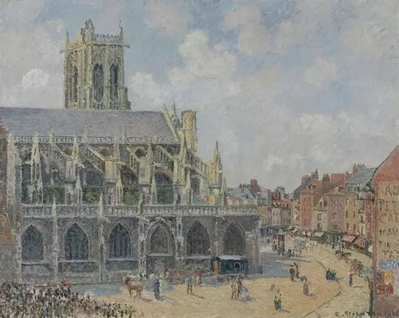 Saint-Jacques-kirkko Dieppessä, aurinko, aamu - Camille Pissarro