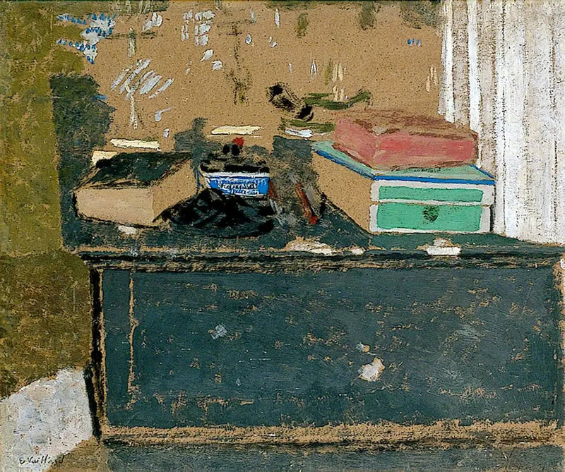 Sininen mustepullo takan päällä - Édouard Vuillard