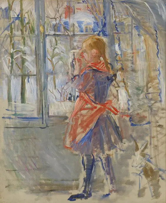 Punaisessa esiliinassa oleva lapsi - Berthe Morisot