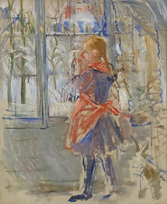 Punaisessa esiliinassa oleva lapsi - Berthe Morisot
