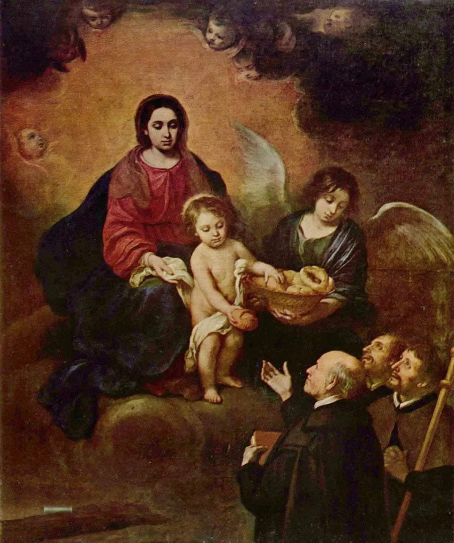 Jeesus-lapsi jakamassa leipää pyhiinvaeltajille - Bartolomé Esteban Murillo