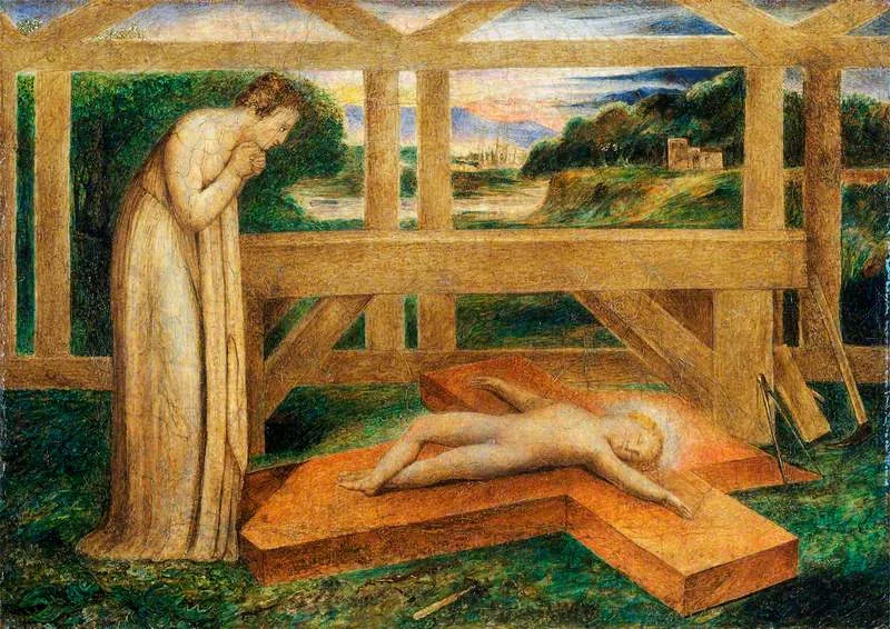 Nukkuva Jeesus-lapsi ristillä (Notre-Dame palvoo nukkuvaa Jeesus-lasta ristillä) - William Blake