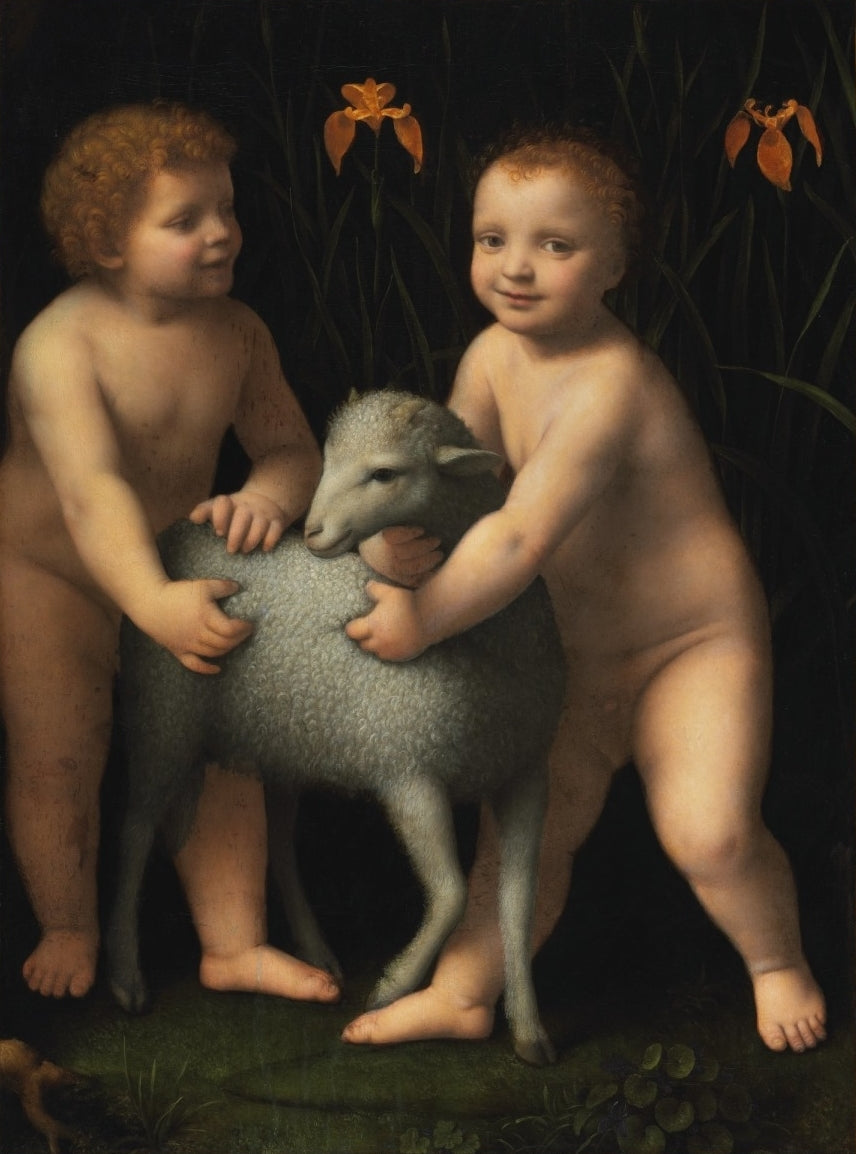 Lapsi Jeesus ja pieni pyhä Johannes Kastaja lampaansa kanssa - Bernardino Luini
