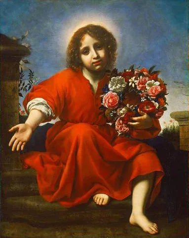 Jeesus-lapsi kutsuu kristillisen sielun kruunaamaan itsensä Laulujen laulu - Carlo Dolci