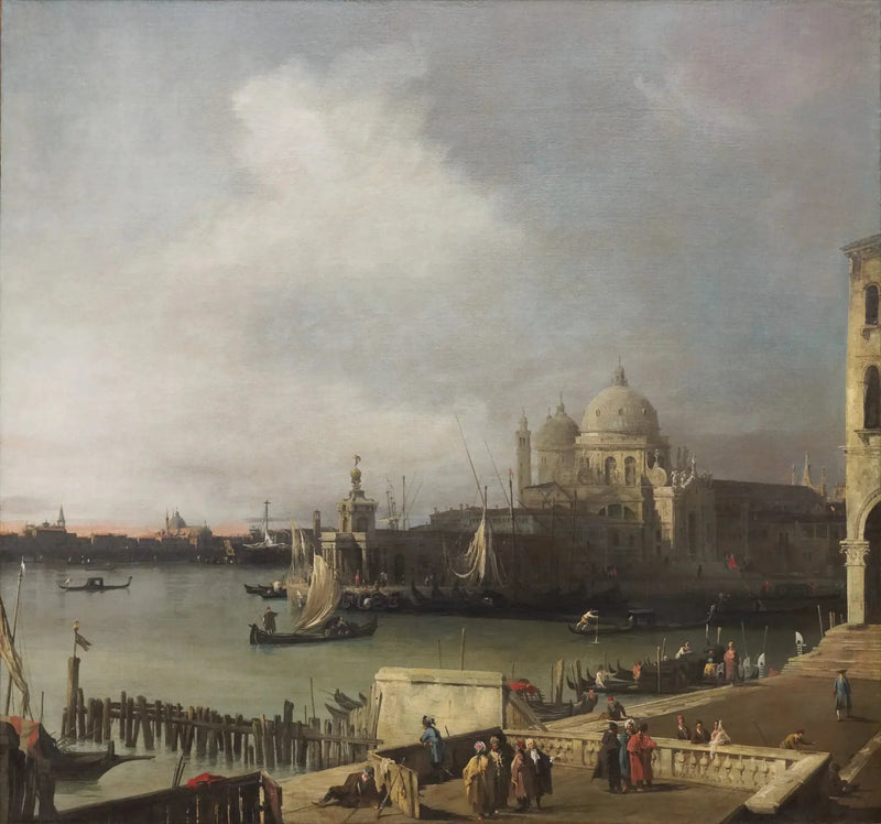 Suuri kanavan sisäänkäynti, Santa Maria della Salute ja Giudeccan kanava, näkymä Molen länsipäästä - Canaletto