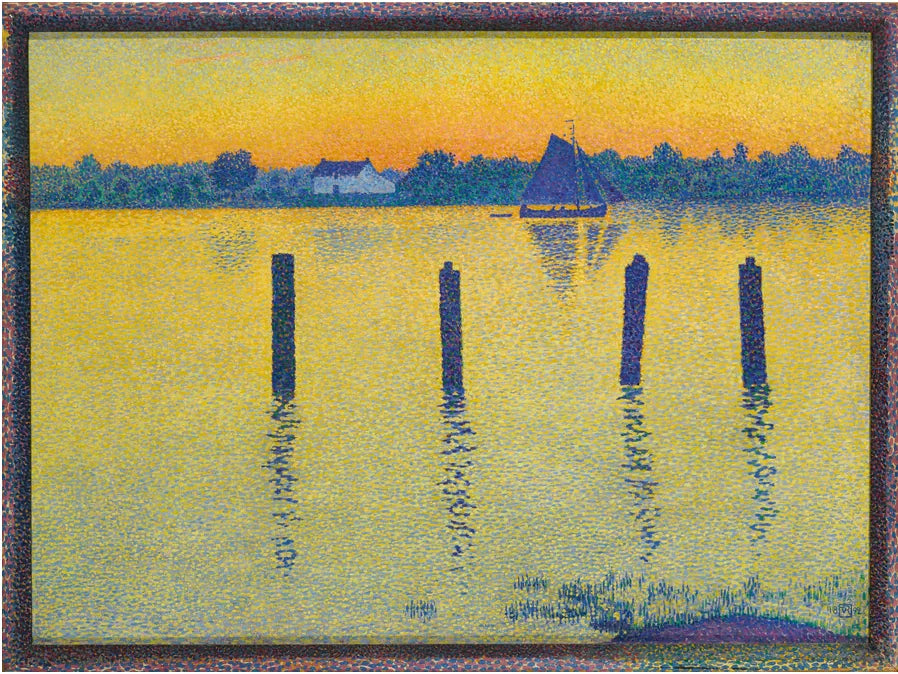 Anversin yläpuolella oleva Escaut-joen suistoalue, ilta - Théodore van Rysselberghe