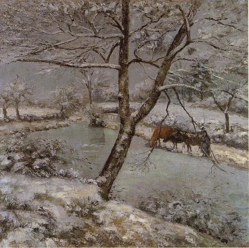 Montfoucaultin lampi talvella, lumiefekti - Camille Pissarro