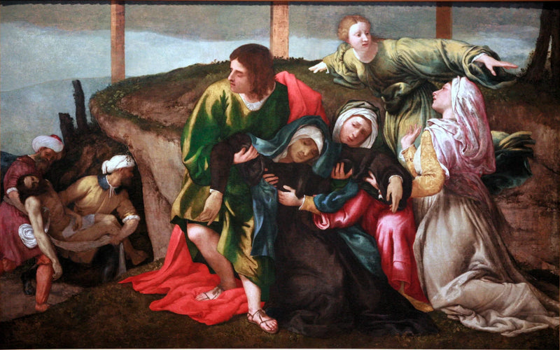 Neitsyt Marian pyörtyminen Kristuksen kuljetuksen aikana - Lorenzo Lotto