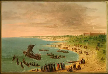 Lähetys lähtee Frontenacin linnakkeelta Ontario-järvellä. 18. marraskuuta 1678 - George Catlin