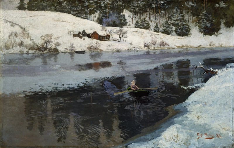 Talvi Simoa-joen rannalla - Frits Thaulow