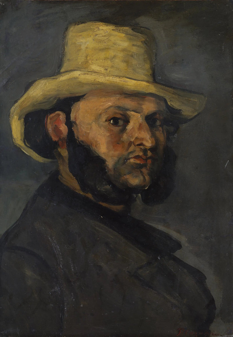 Mies olkihattu päässään - Paul Cézanne