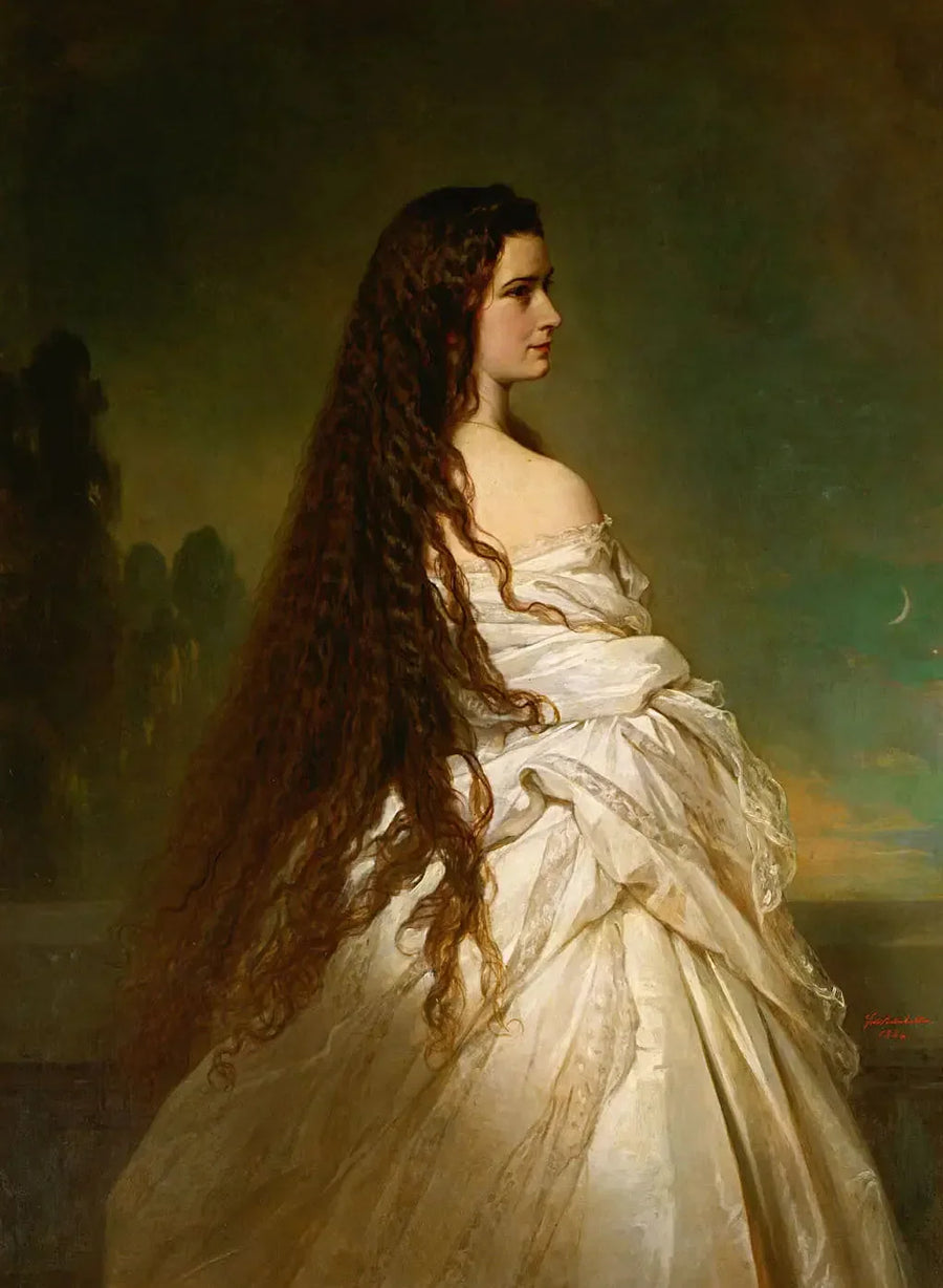 Itävaltaisen keisarinna Elisabetta kiharoineen ja polvisuojineen - Franz Xaver Winterhalter