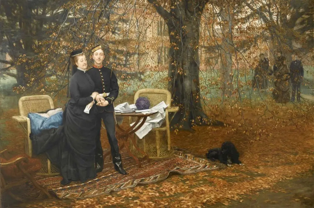 L'Impératrice Eugénie et le Prince impérial dans le parc de Camden Place - James Tissot image 1 copie de tableau peinte à la main